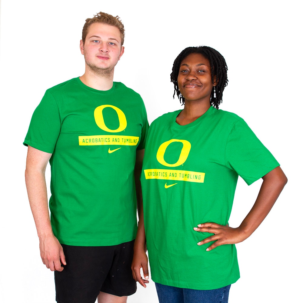 Classic Oregon O, Nike, Green, Crew Neck, Cotton, Women, Unisex, Acro. & Tumbling, Basic, T-Shirt, 906447